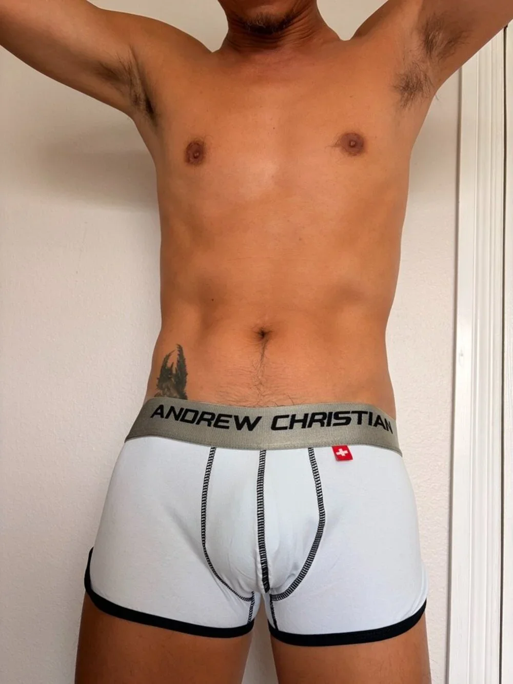 Andrew Christian Vintage Boxer Briefs Trunks Medium White NEW